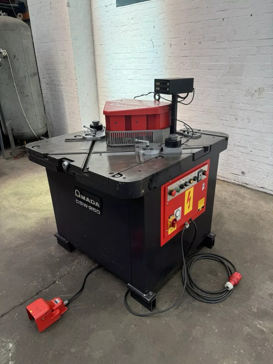 An Amada CSW-250 double sided hydraulic corner notcher at Quinn Bros