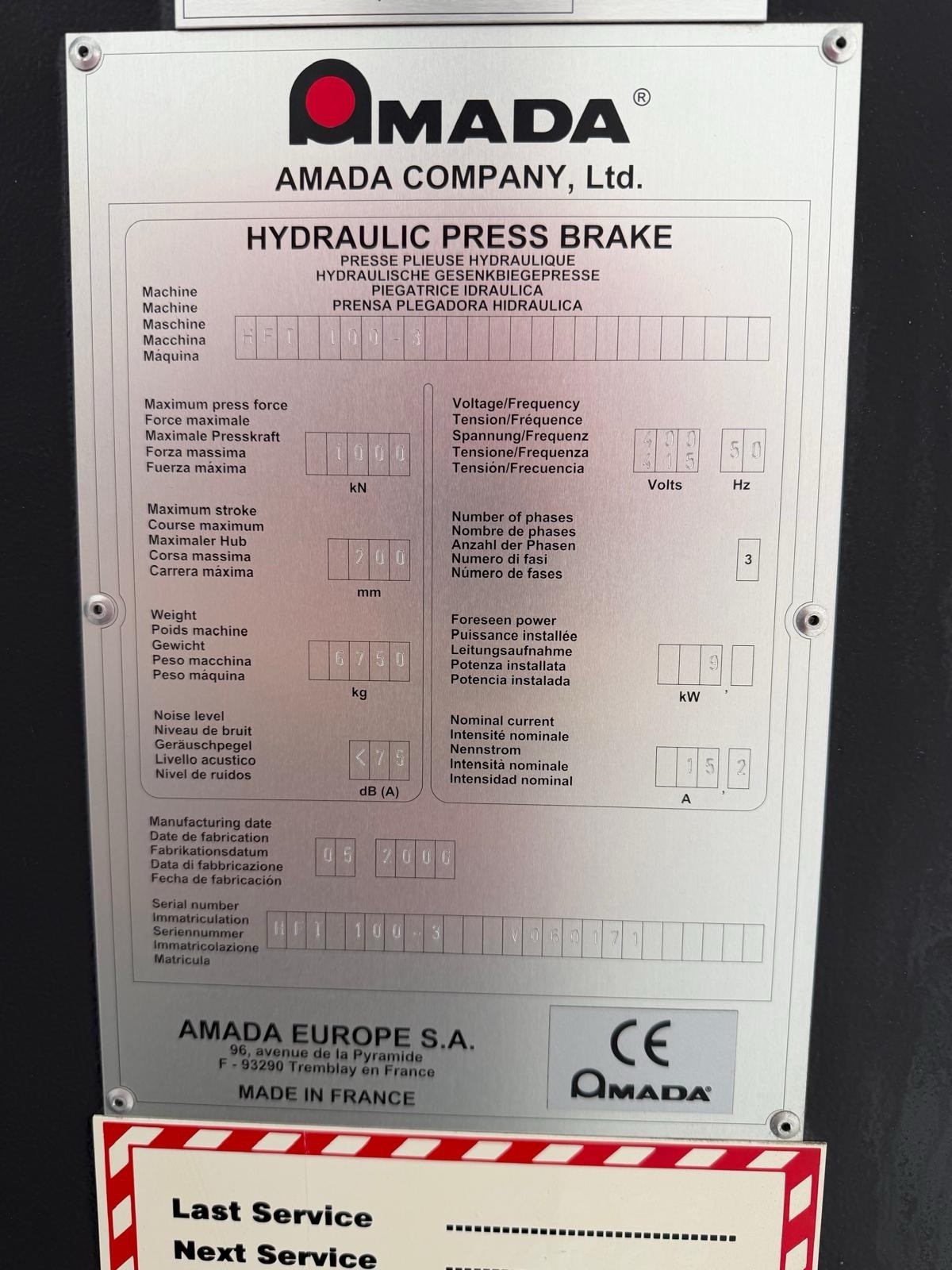 Amada HFT100-3 CNC Press Brake, photo 14