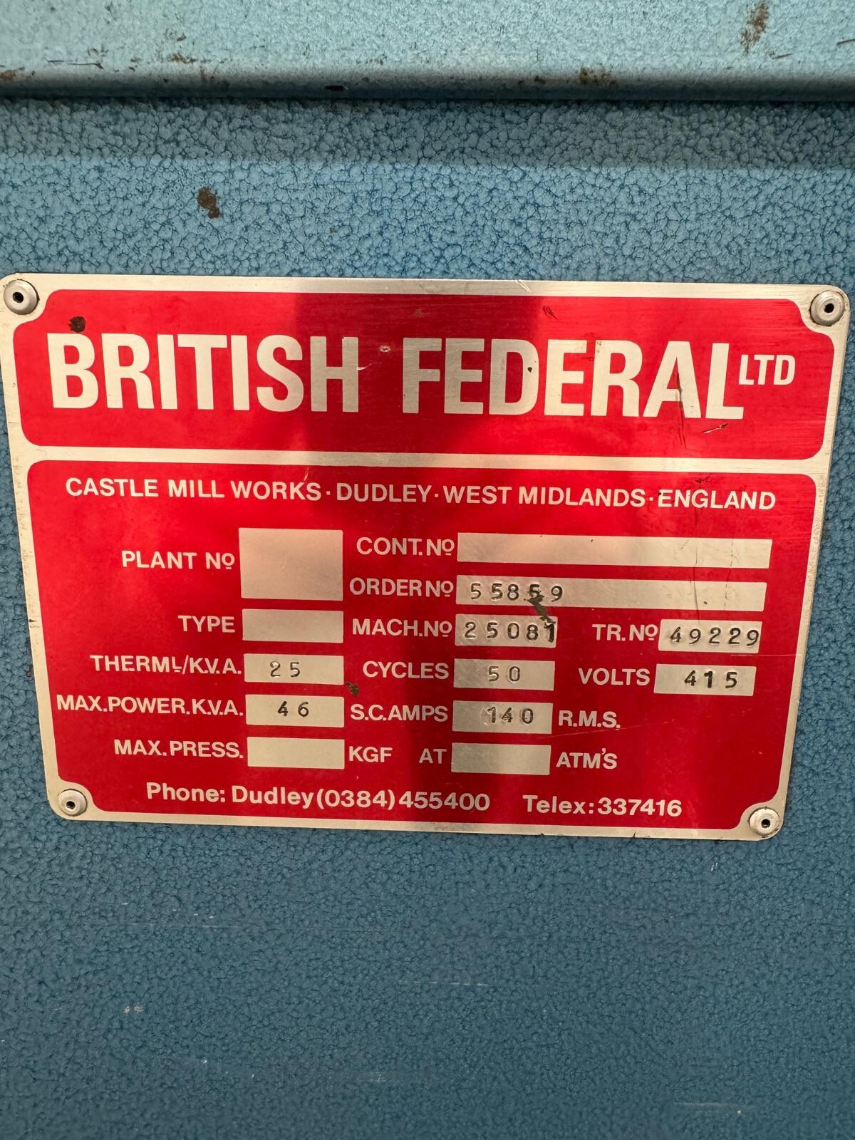 British Federal Monopak Type-WP1 25kVA Spot Welder, photo 6