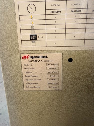 Ingersoll Rand Unigy UNI-11TAS-9-H 11kW Rotary Screw Air Compressor, photo 10
