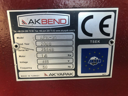 Akyapak APK35 Section Bending Rolls, photo 8