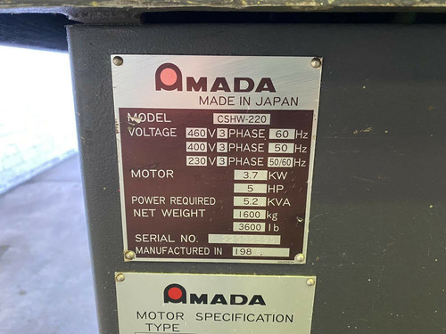 Amada CSHW-220 Twin Sided Hydraulic Corner Notcher, photo 5