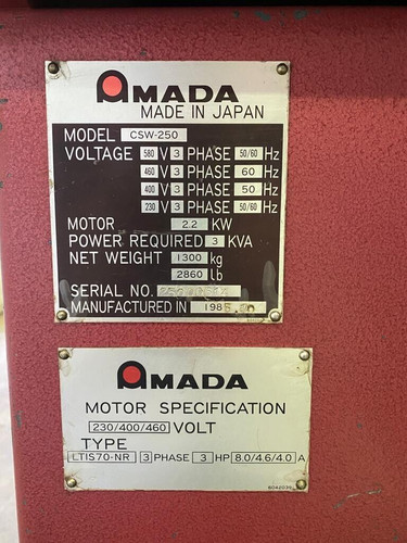 Amada CSW320 Double Sided Hydraulic Corner Notcher, photo 7