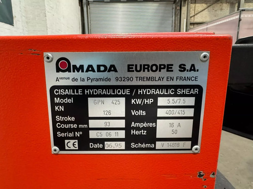Amada Promecam GPN 425 Hydraulic NC Sheet Metal Guillotine, photo 4