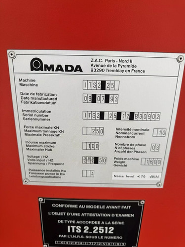 Amada Promecam ITS2 2512 CNC Press Brake, photo 3