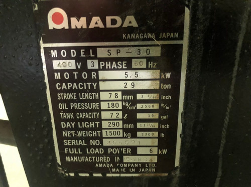 Amada SP30 Hydraulic Press, photo 2
