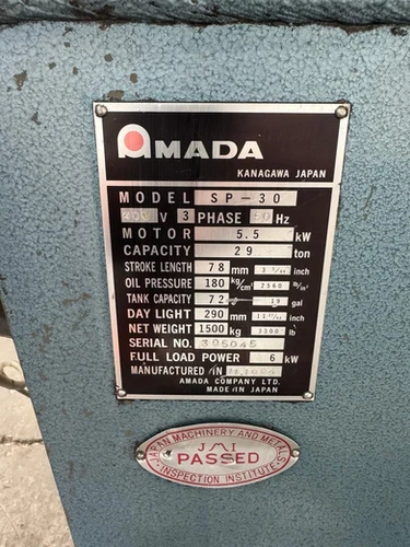 Amada SP30 Hydraulic Punch, photo 7