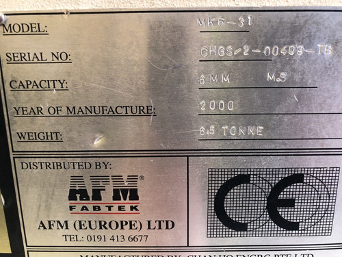 AMF Fabtek Hydraulic Guillotine Model MK6-31, photo 5
