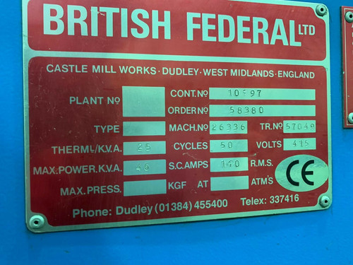 British Federal 25kva Spot Welder, photo 3