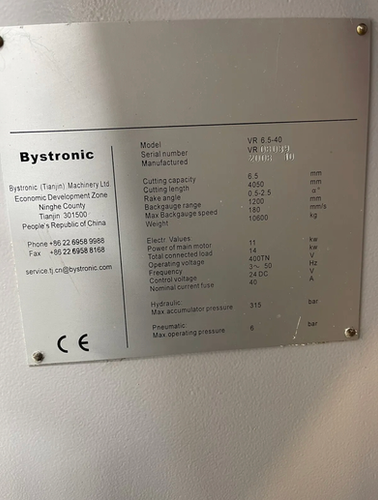 Bystronic ByShear VR6.5/4100 CNC Sheet Metal Guillotine, photo 3