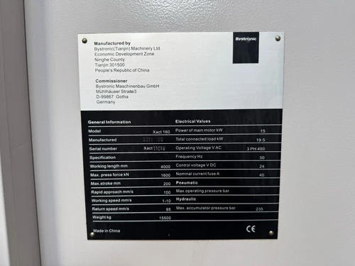 Bystronic Xact 160 CNC Press Brake, photo 7
