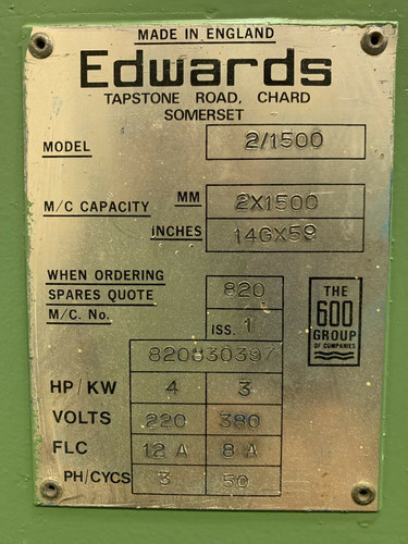 Edwards 1500mm Powered Sheet Metal Guillotine, photo 5