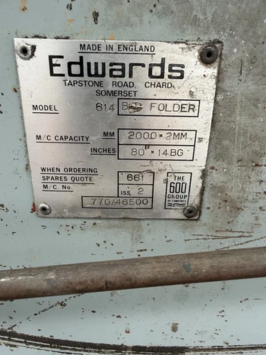 Edwards 2m Manual Box & Pan Folder, photo 6