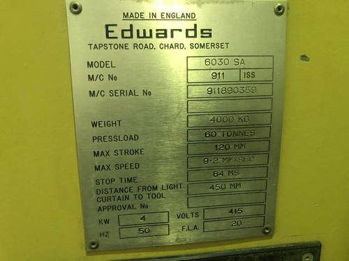 Edwards Pearson 6030SA Cnc Press Brake, photo 4