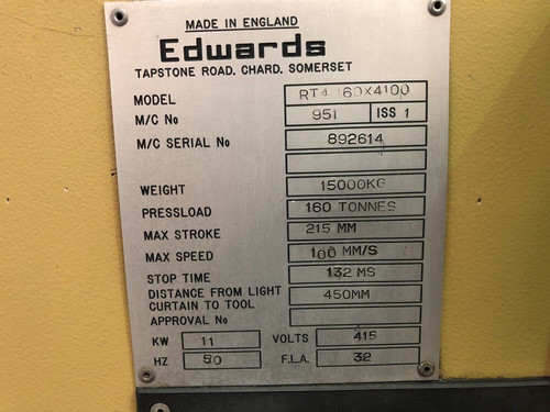 Edwards Pearson RT 4 CNC hydraulic Press Brake, photo 6