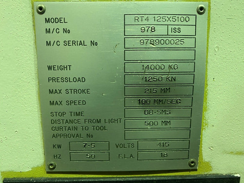 Edwards Pearson RT4 Press Brake 125 ton x 5100mm, photo 5