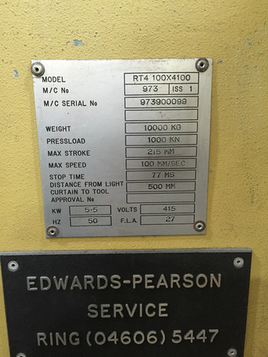 Edwards Pearson TR4 CNC Hydraulic Press Brake, photo 6