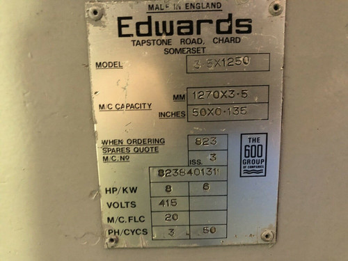 Edwards Pearson Truecut DD Sheet Metal Guillotine, photo 3