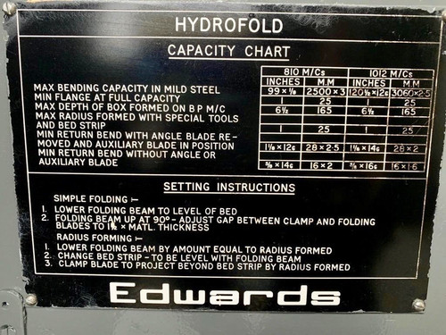 Edwards Powered Sheet Metal Box & Pan Folder, photo 5