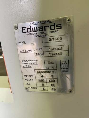 Edwards Truecut 1.5m Sheet Metal Guillotine 1500mm x 2mm, photo 4