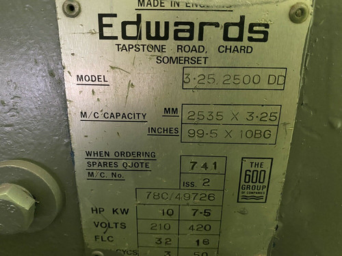 Edwards Truecut DD 2.5m Sheet Metal Guillotine, photo 2