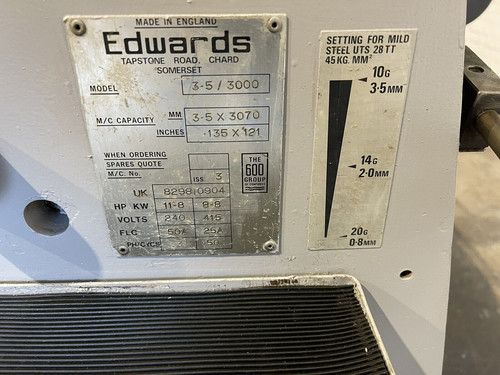 Edwards Truecut DD 3m Sheet Metal Guillotine, photo 3