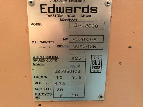Edwards Truecut DD Mechanical Guillotine 2050mm x 3.5mm, photo 3