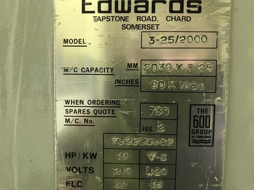 Edwards Truecut DD Mechanical Guillotine 2m x 3.25mm, photo 7