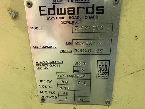 2.5m Edwards Truecut DD Sheet Metal Guillotine, photo 8
