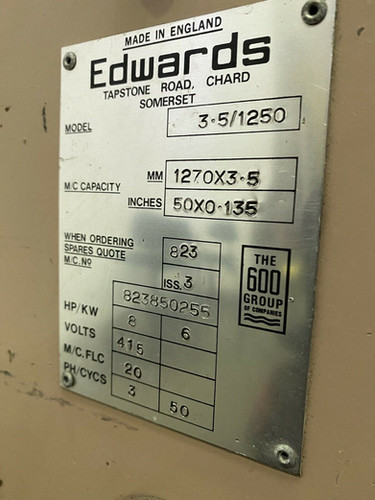 Edwards Truecut DD Sheet Metal Guillotine, photo 2