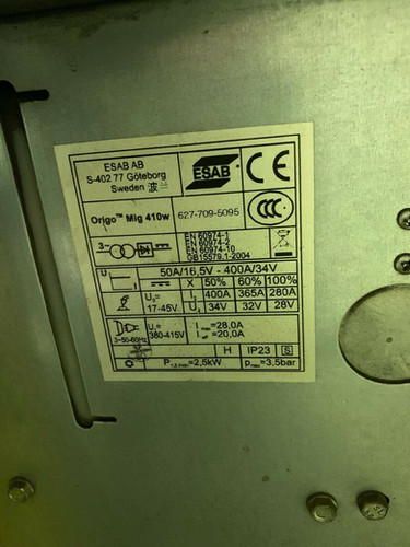 Esab Origo 400amp Mig Welder, photo 3