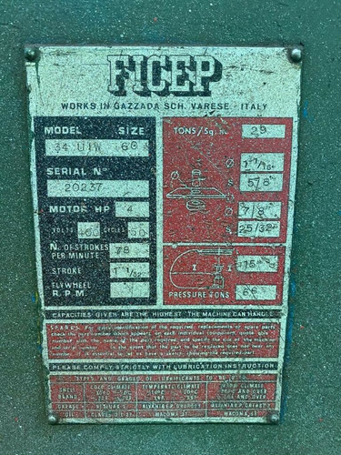 Ficep (Italy) model 34 UIW 60 Mechanical Hole Punch, photo 4
