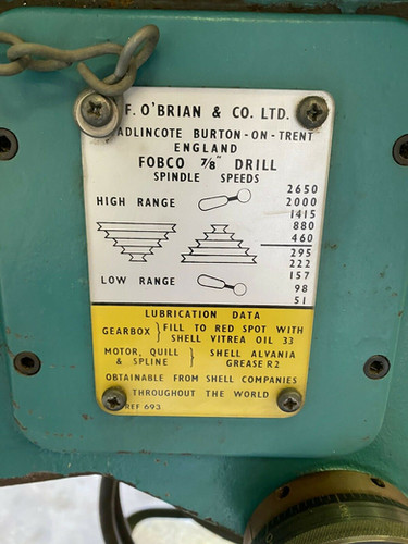 Fobco 7/8 Pillar Drill, photo 8