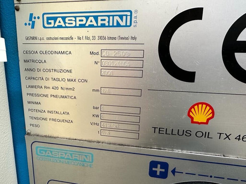 Gasperini (Italy) CO2503 Hydraulic Sheet Metal Guillotine, photo 7