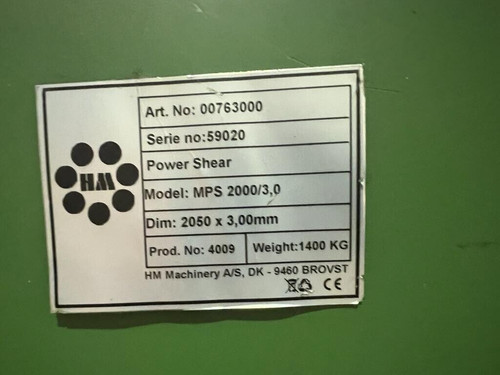 H M (Denmark) 2m Sheet Metal Guillotine, photo 6