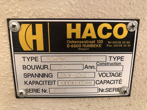 HACO Kompakt 3015 CNC Plasma Cutting Machine, photo 6