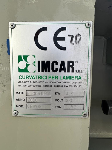 IMCAR (Italy) CPHV80 Double Pinch Section Bending Rolls, photo 2