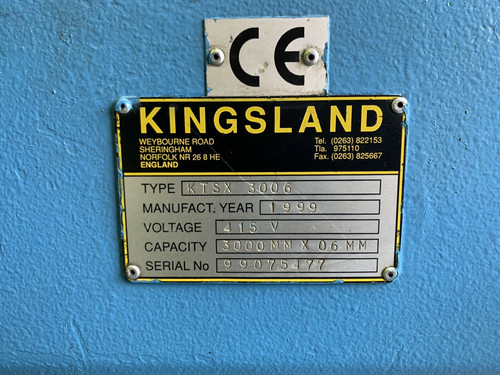 Kingsland 3m X 6mm NC Hydraulic Sheet Metal Guillotine, photo 4