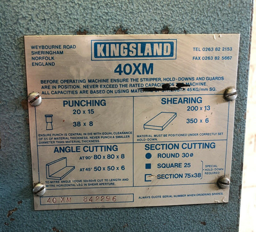 Kingsland 40xm Hydraulic Universal Ironworker 40 Ton, photo 6