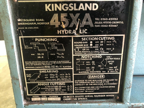 Kingsland 45XA Hydraulic Universal Iron Worker, photo 6