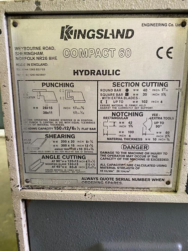 Kingsland Compact 60 Hydraulic Universal Ironworker, photo 6