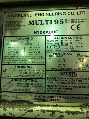 Kingsland Multi 95 Hydraulic Universal Steelworker, photo 5