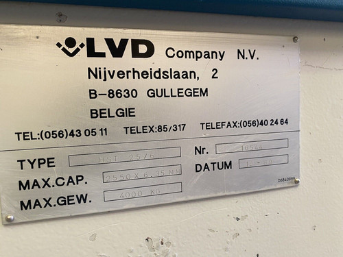 LVD Model HST 25/6 Hydraulic Sheet Metal Guillotine, photo 6