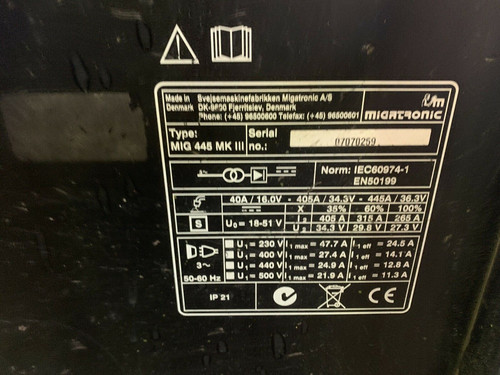 Migatronic 445 Mig Welder, photo 5