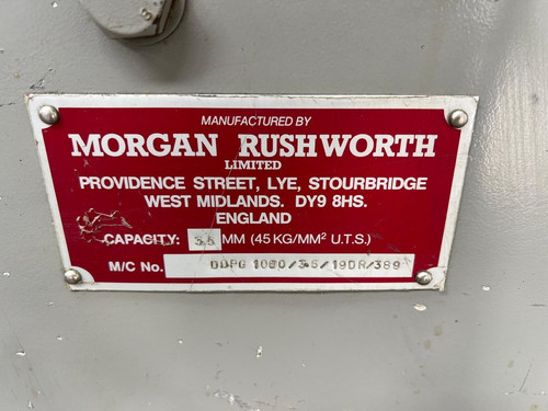Morgan Rushworth DDPG 1000 / 3.5 Sheet Metal Guillotine, photo 7