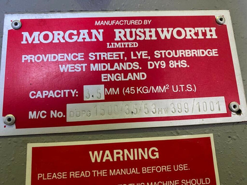 Morgan Rushworth DDPG 1500/3.5 Sheet Metal Guillotine, photo 6
