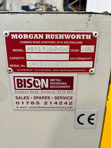 Morgan Rushworth RGMS 1550/3 Sheet Metal Guillotine, photo 2