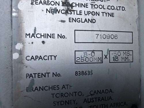 Pearson Hydraulic Guillotine 2550mm x 13mm, photo 3