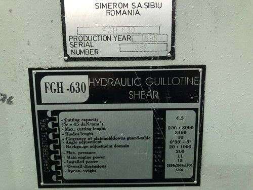 Simeron model FGH-630 Hydraulic Guillotine, photo 6