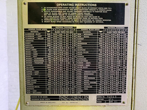 Startrite 316 Vertical Bandsaw, photo 5